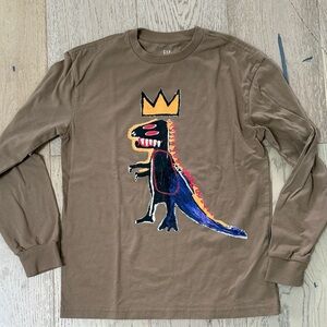GAP Kids Brown Long Sleeve Dinosaur Tee